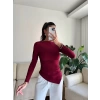Asimetrik Yan Lastik Bluz - BORDO