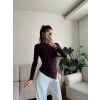 Asimetrik Yan Lastik Bluz - KAHVE
