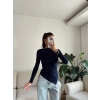 Asimetrik Yan Lastik Bluz - LACİVERT