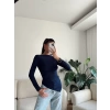 Asimetrik Yan Lastik Bluz - LACİVERT