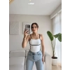 Askılı Ara Biyeli Crop - BEYAZ