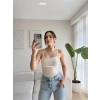 Askılı Ara Biyeli Crop - BEJ