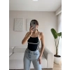 Askılı Ara Biyeli Crop - SİYAH