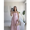 Askılı Çiçek Jessica Elbise - PEMBE