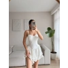 Askılı Fırfır Detay Volanlı Elbise - BEYAZ