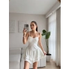 Askılı Fırfır Detay Volanlı Elbise - BEYAZ