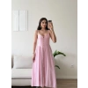 Askılı Önü Düğmeli Çilek Elbise - PEMBE