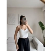 Askılı Taşlı Crop - BEYAZ