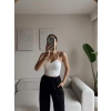 Askılı Taşlı Crop - BEYAZ