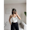 Askılı Taşlı Crop - BEYAZ