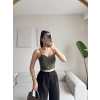 Askılı Taşlı Crop - HAKİ