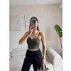 Askılı Taşlı Crop - HAKİ