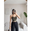 Askılı Taşlı Crop - HAKİ