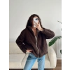 Astarlı Cozy Peluş Ceket - KAHVE