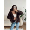 Astarlı Cozy Peluş Ceket - KAHVE