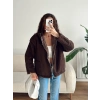 Astarlı Cozy Peluş Ceket - KAHVE