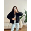 Astarlı Cozy Peluş Ceket - SİYAH