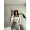 Astarlı U Yaka Crop - BEYAZ