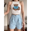 Ayıcık Baskılı Kaşkorse Crop-BEYAZ