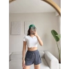 Bağcıklı Yan Yırtmaç Şort - FÜME