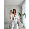 Bağlamalı Crop & Pantolon Takım - BEYAZ