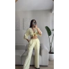 Bağlamalı Crop & Pantolon Takım - SARI