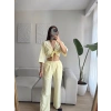 Bağlamalı Crop & Pantolon Takım - SARI
