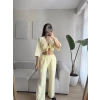 Bağlamalı Crop & Pantolon Takım - SARI