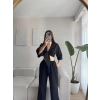Bağlamalı Crop & Pantolon Takım - SİYAH