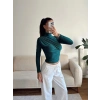 Balıkçı Yaka Drapeli Bluz - YEŞİL