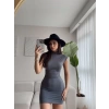 Balıkçı Yaka Kolsuz Elbise - FÜME