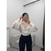 Balıkçı Yaka Şifon Bodysuit - BEYAZ
