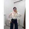 Balıkçı Yaka Şifon Bodysuit - BEYAZ
