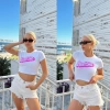 Barbie Crop T-shirt - BEYAZ