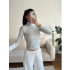 Basic Balıkçı Yaka Fit Bluz - GRİ