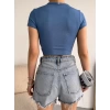 Basic Penye Crop-MAVİ