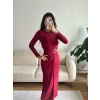 Bel Aksesuar Long Elbise - BORDO