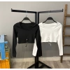 Bel Bağcıklı Crop Bluz -SİYAH