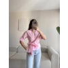 Bel Bağlamalı Kruvaze Gömlek - PUDRA
