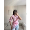 Bel Bağlamalı Kruvaze Gömlek - PUDRA