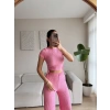 Bel Büzgülü Crop & Pantolon Takım - PUDRA