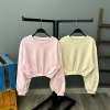 Bel Detay Crop Sweatshirt-PEMBE