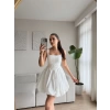 Bel Korse Balon Etek Elbise - BEYAZ