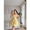 Bel Korse Balon Etek Elbise - SARI