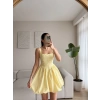 Bel Korse Balon Etek Elbise - SARI