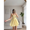 Bel Korse Balon Etek Elbise - SARI