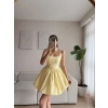 Bel Korse Balon Etek Elbise - SARI
