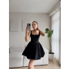Bel Korse Balon Etek Elbise - SİYAH