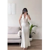 Bel Korse Maxi Elbise - BEYAZ