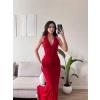 Bel Korse Maxi Elbise - KIRMIZI